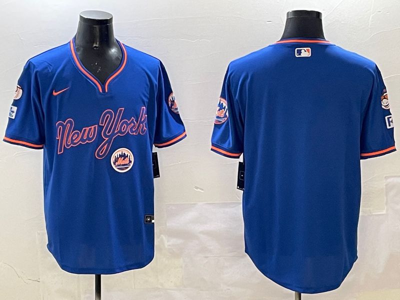 Men New York Mets Blank Blue Throwback Game 2025 Nike MLB Jersey style 2->new york mets->MLB Jersey